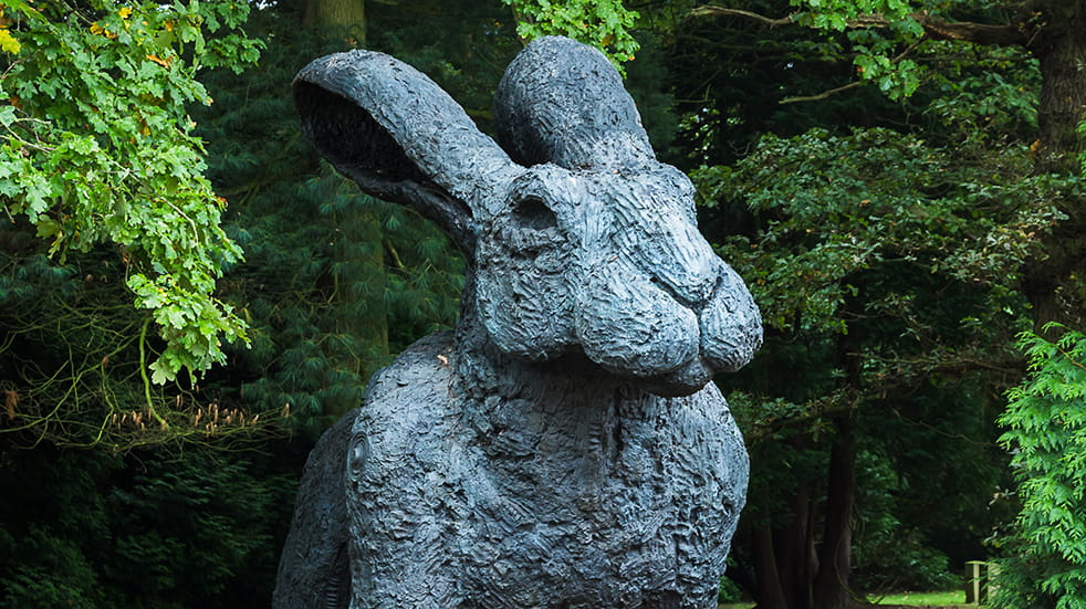 A giant hare sculpture on loan to the Yorkshire Sculpture Park